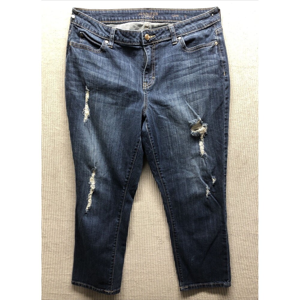 Jennifer Lopez Women’s Denim Capri Jeans Size 12 Cropped Blue Y2K Casual